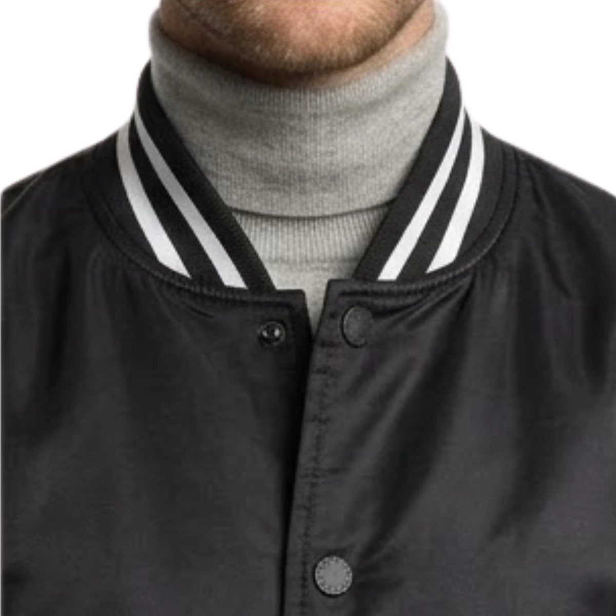 Men's Black Satin Varsity Jacket - Image 6